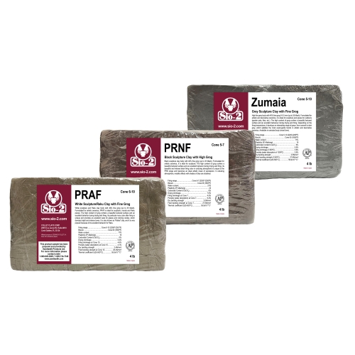 SIO-2 Sculpture Ceramic Pottery Clay Assortment, 12 lb - PRAF, PRNF, Zumaia